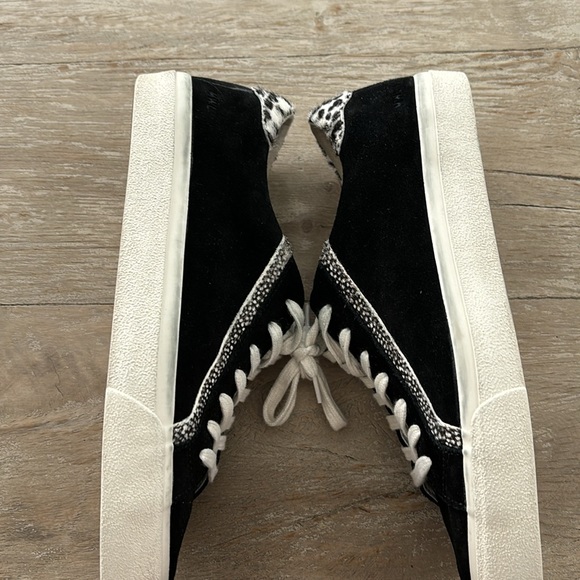 Madewell Sidewalk Leopard Fur Print Black White Vans Tennis Shoes Flats Sz 9M - Picture 4 of 10